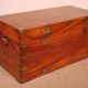 19th-century camphor wood marine chest with double locks and tray in
