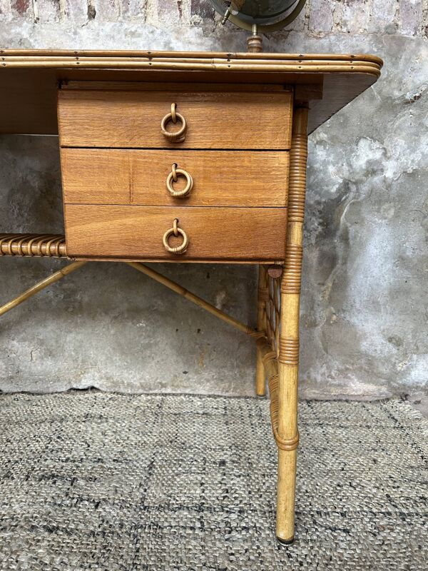 bureau bois et rotin louis sognot