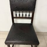 4 Henri IV wood and leather chairs