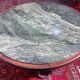 Vintage green sea marble and rosewood table from the 1970s.