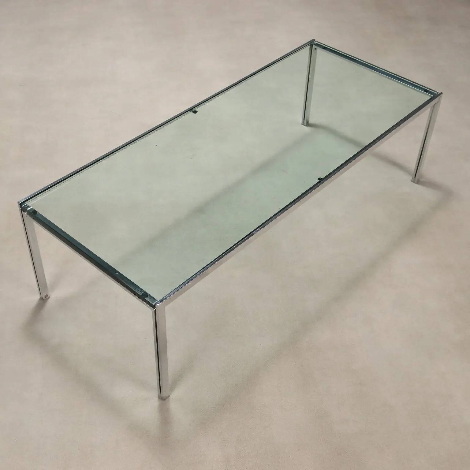 Vintage DePadova coffee table, designed by Ross Littell, glass, 1960s.