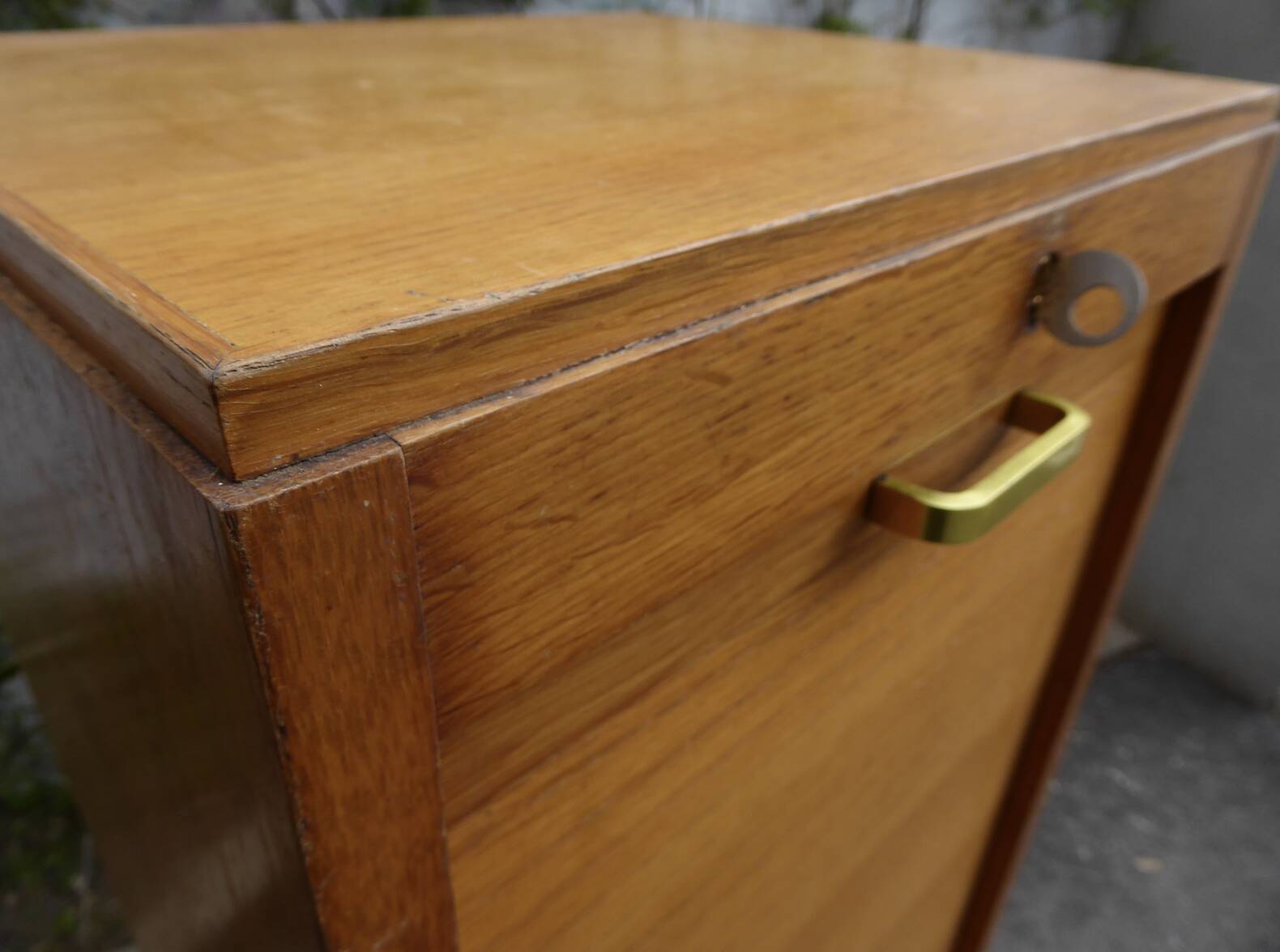 Vintage 1960s storage cabinet with curtains