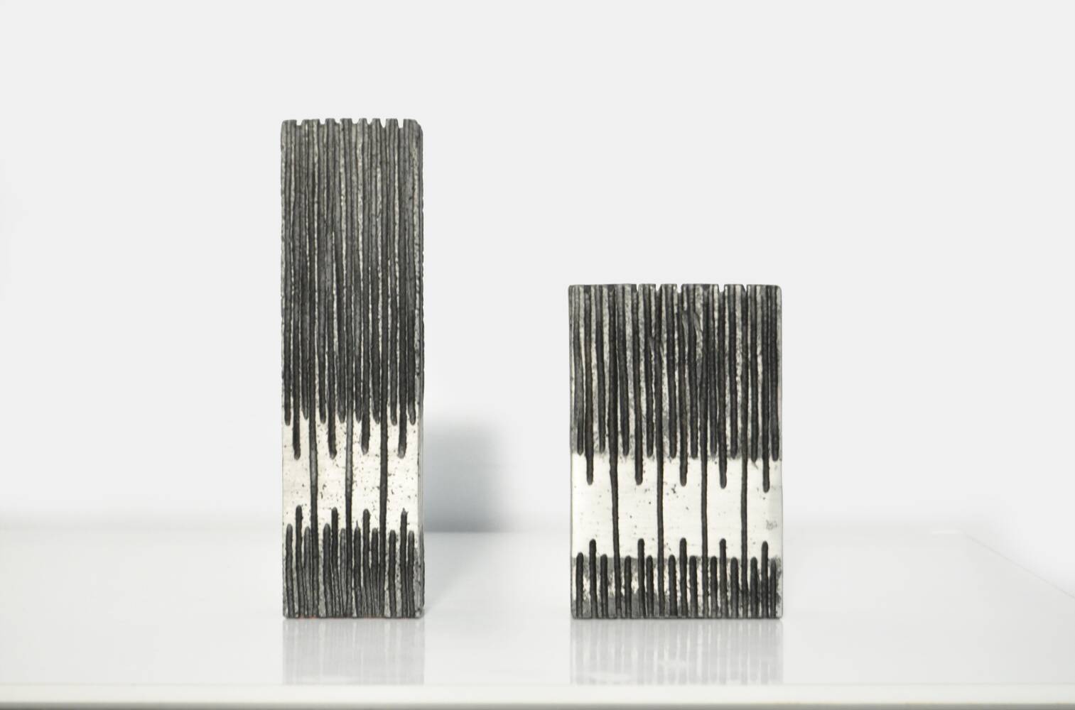 Cast aluminum brutalist vases designed by artist Willy Ceysens, Belgium 1960s