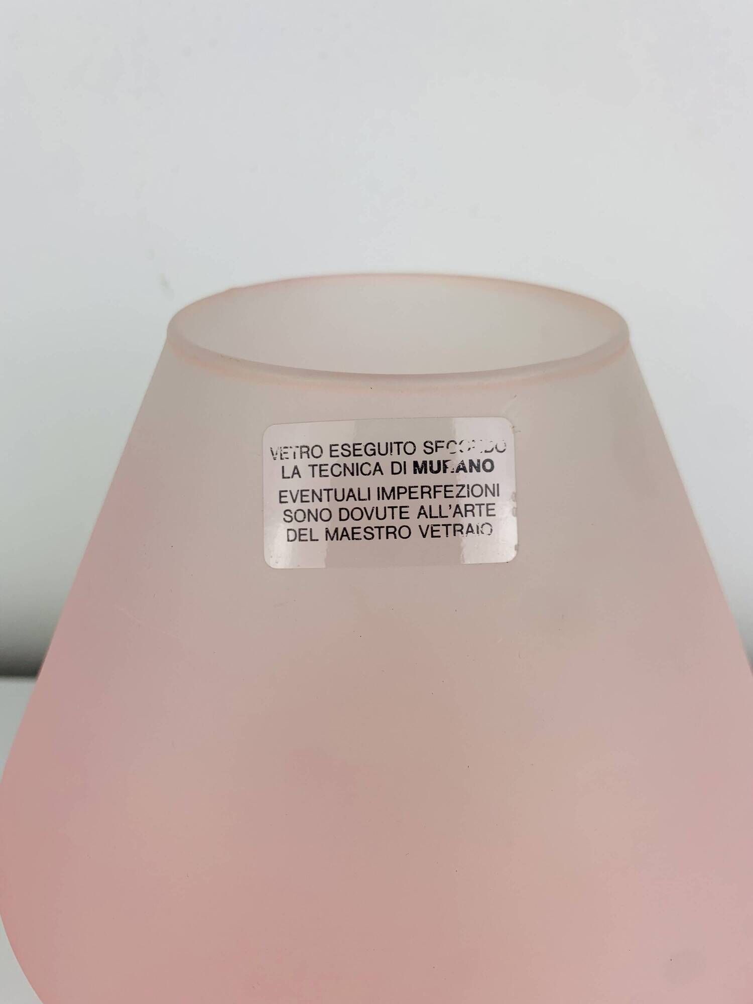 Mushroom lamp in pink Murano glass, vintage