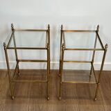 Pair of brass side tables attributed to Maison Jansen