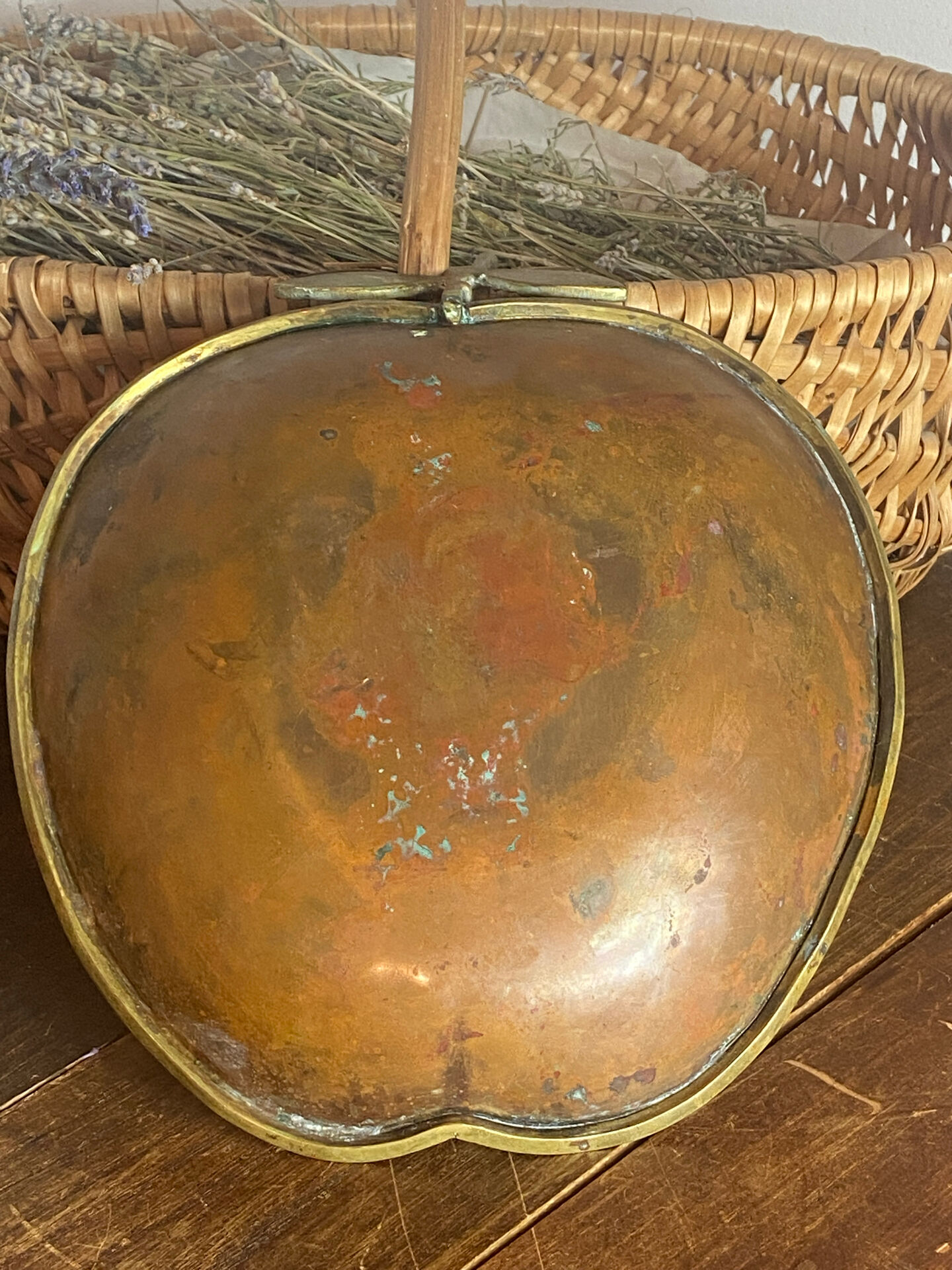 Brass and copper apple catchall