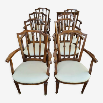 Set of eight XIXth century armchairs