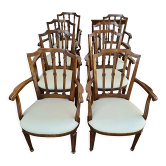 Set of eight XIXth century armchairs