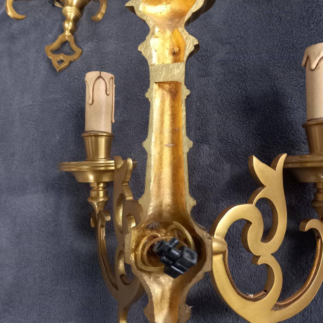 3 Louis XVI gilded bronze wall lights