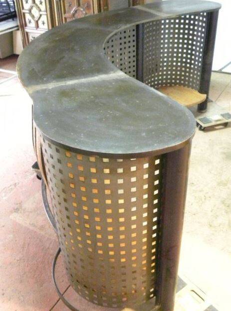 Large steel and wood counter bar