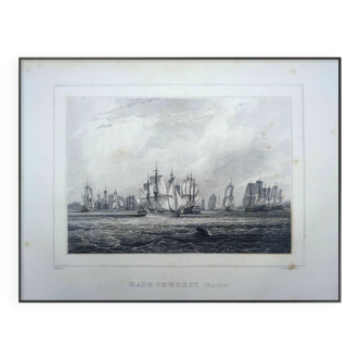 Printed in 1848, the harbor of Brest, Finistère.