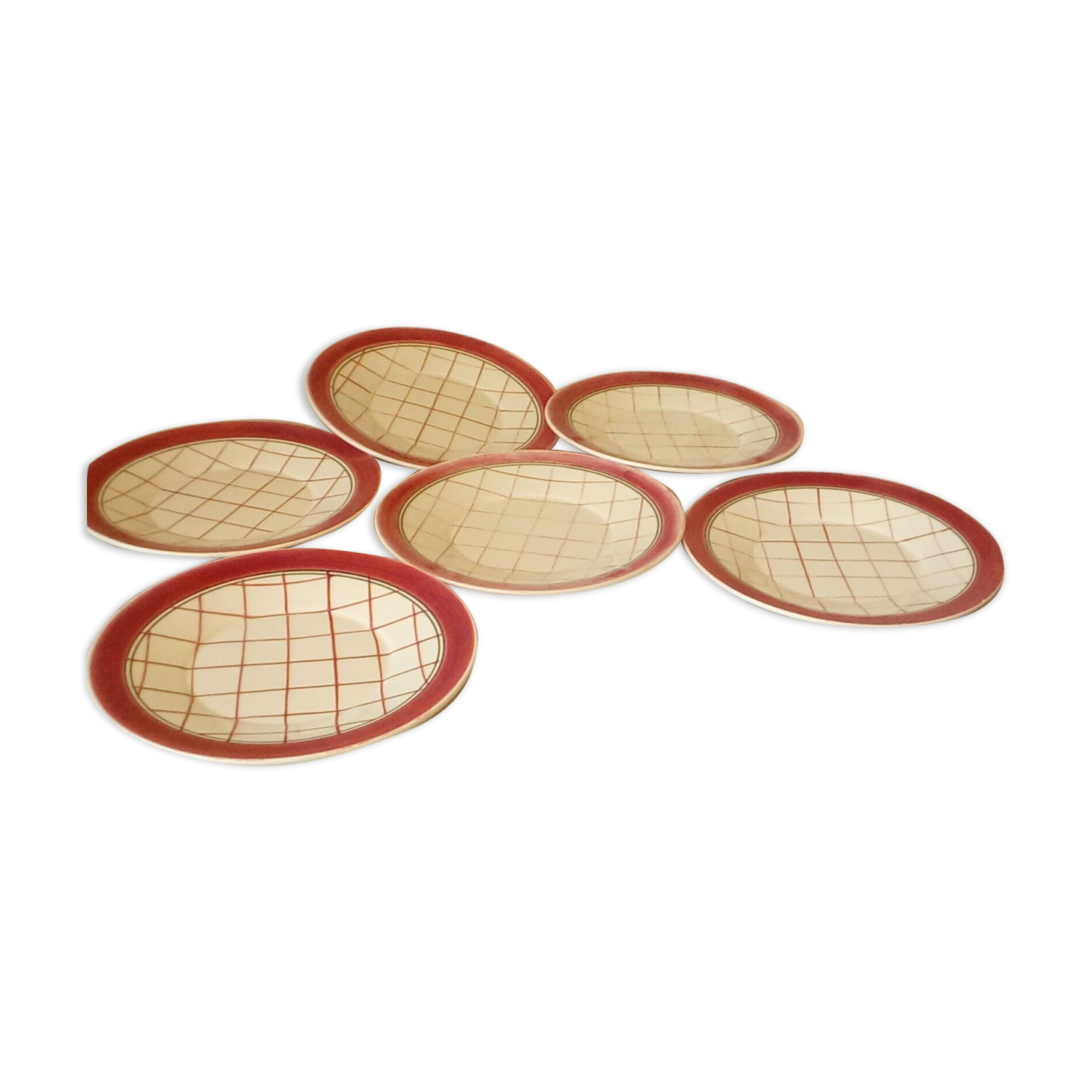 6 assiettes a dessert porcelaine opaque de gien modele michel art deco