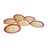 6 plates with opaque porcelain dessert by gien model michel art deco