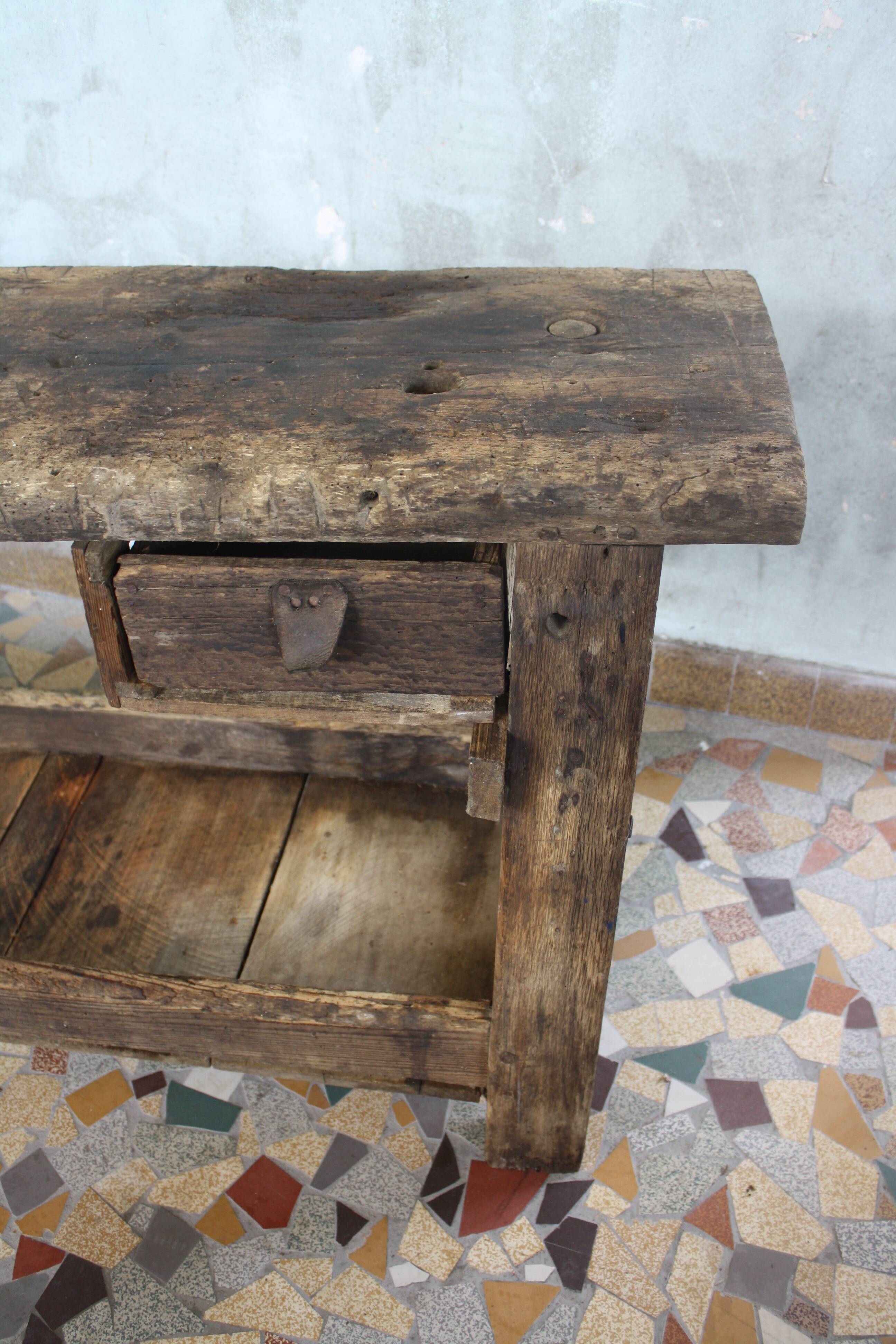 Ancient wooden workbench