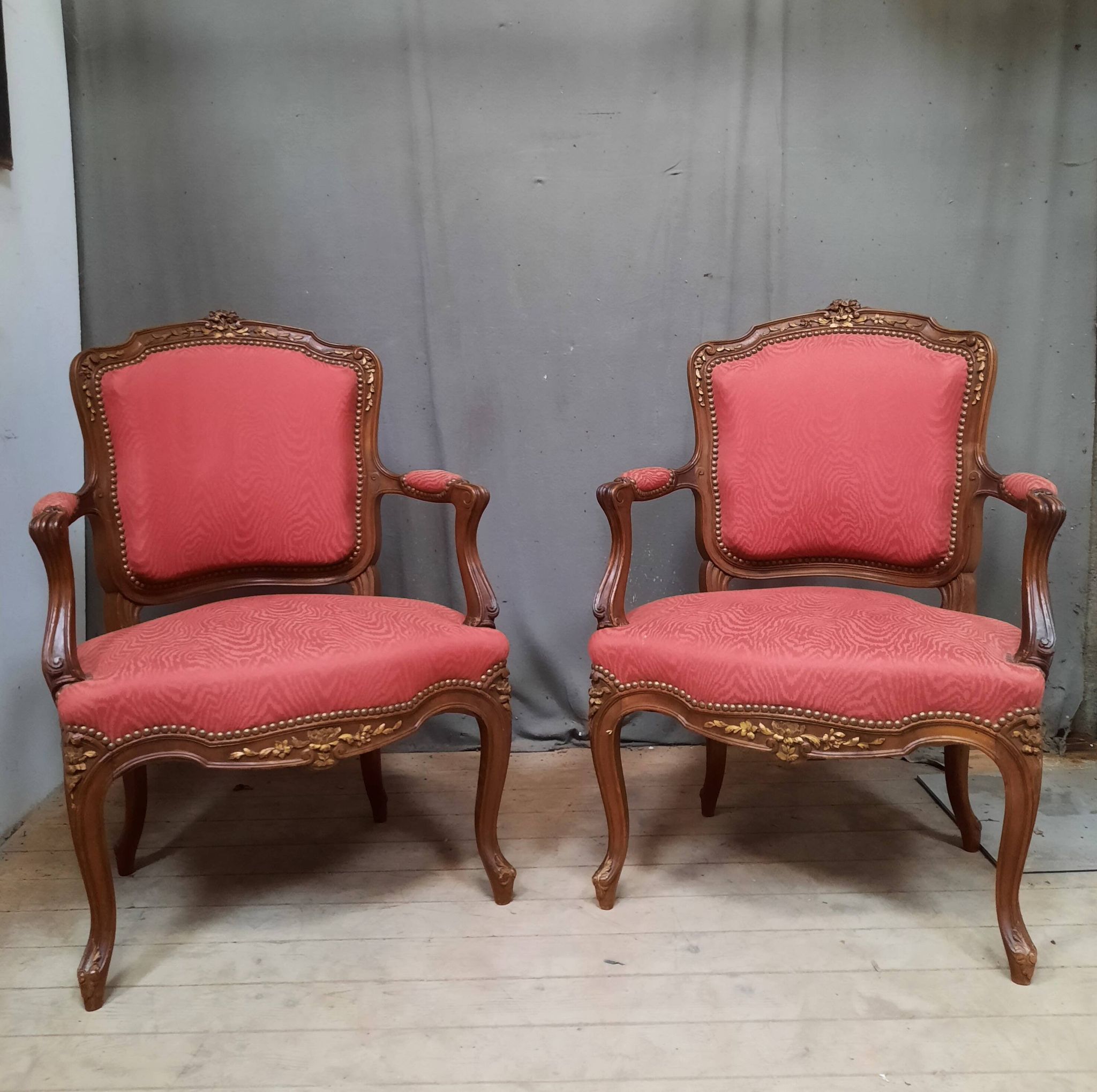 Pair of Louis XV style armchairs