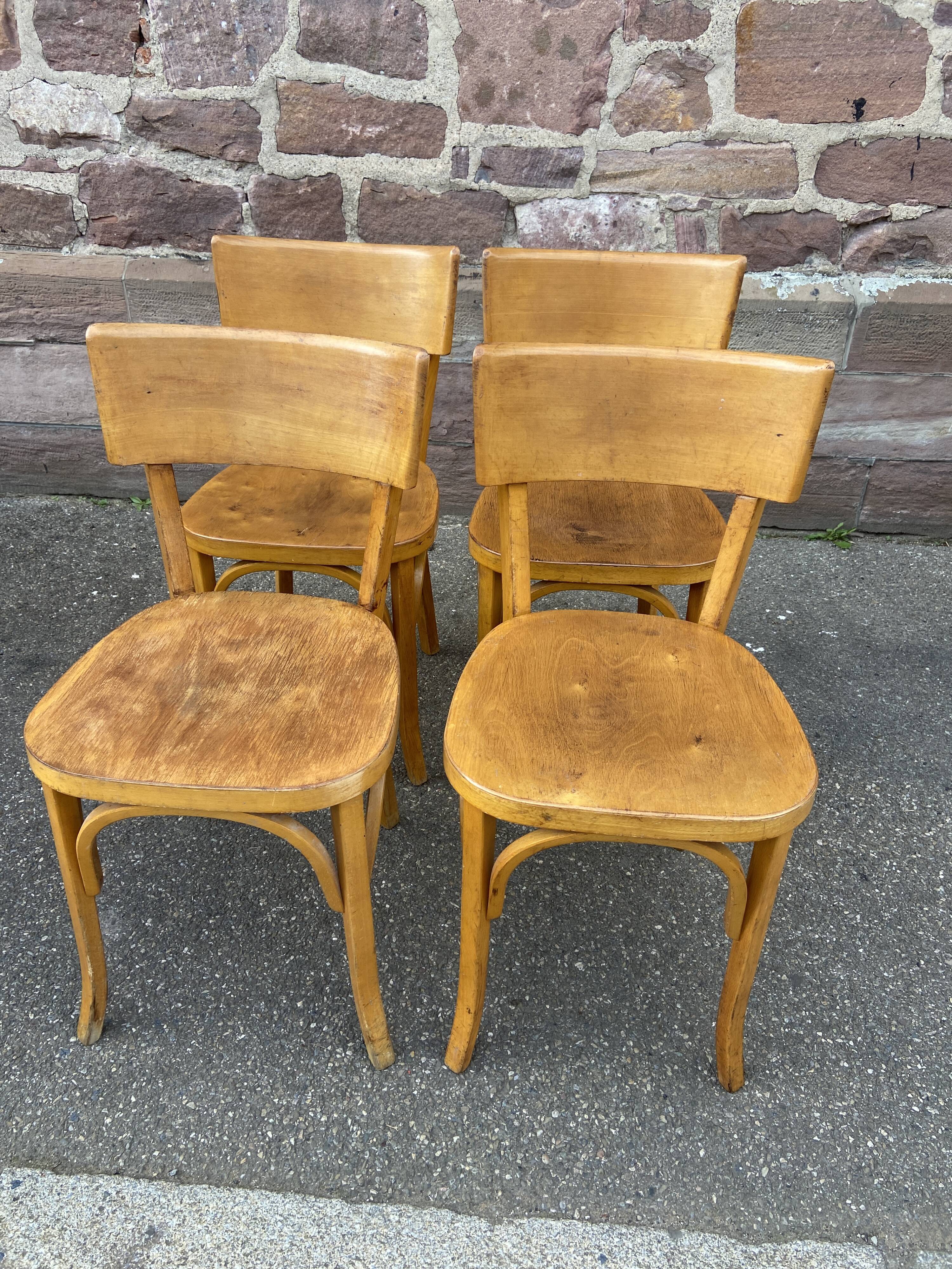 4 chairs bistro café baumann bentwood from the 1950s