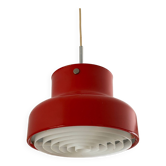 Red bumling pendant light - 70s suede