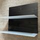 Pair of contemporary shelves in steel and stained wood