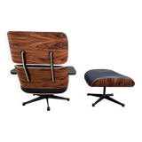 Vitra Eames Lounge Chair XL + Ottoman, Black leather & Santos Rosewood