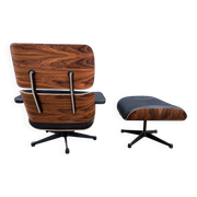 Vitra Eames Lounge chair XL + Ottoman, Zwart leder & Santos Palissander