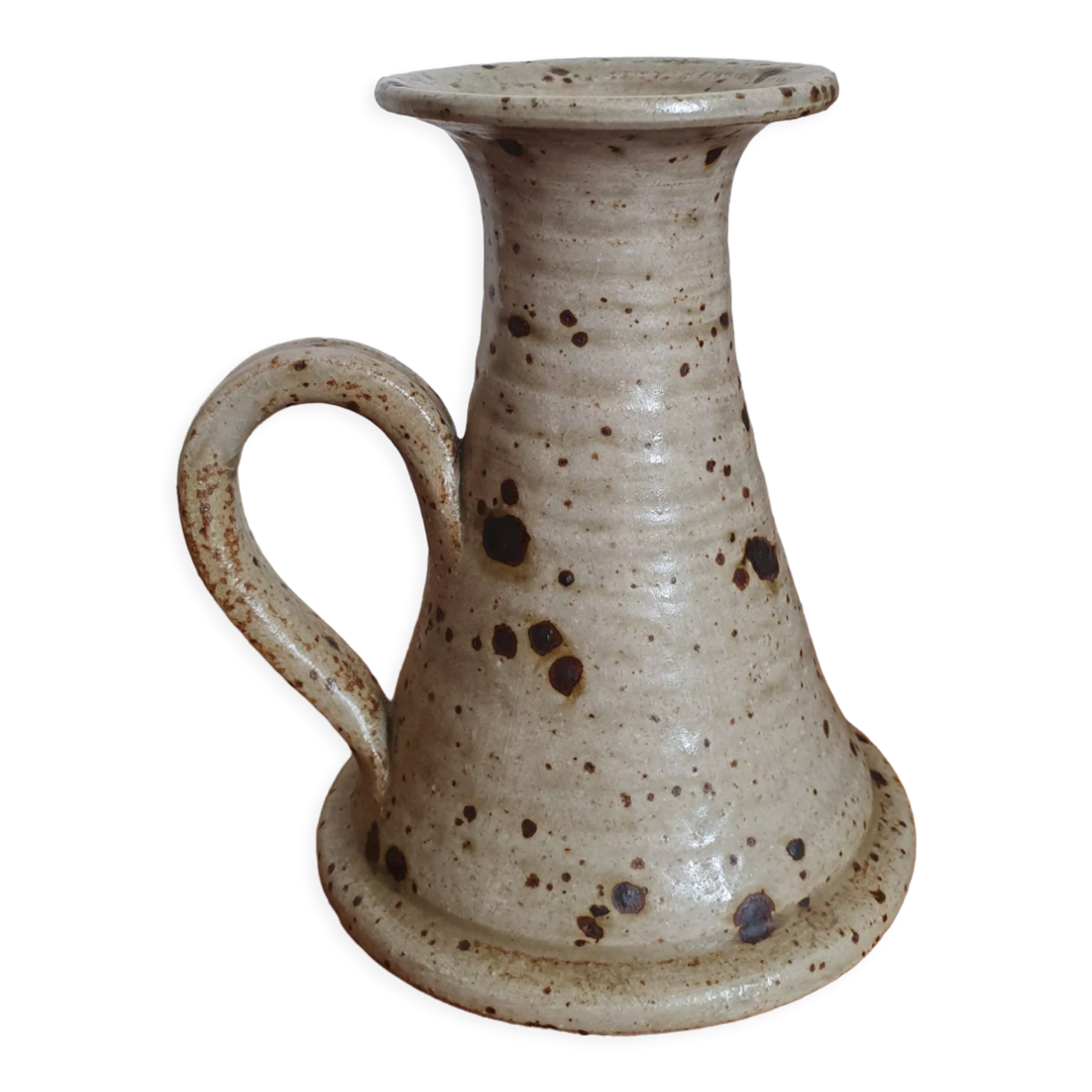 Speckled stoneware candle holder