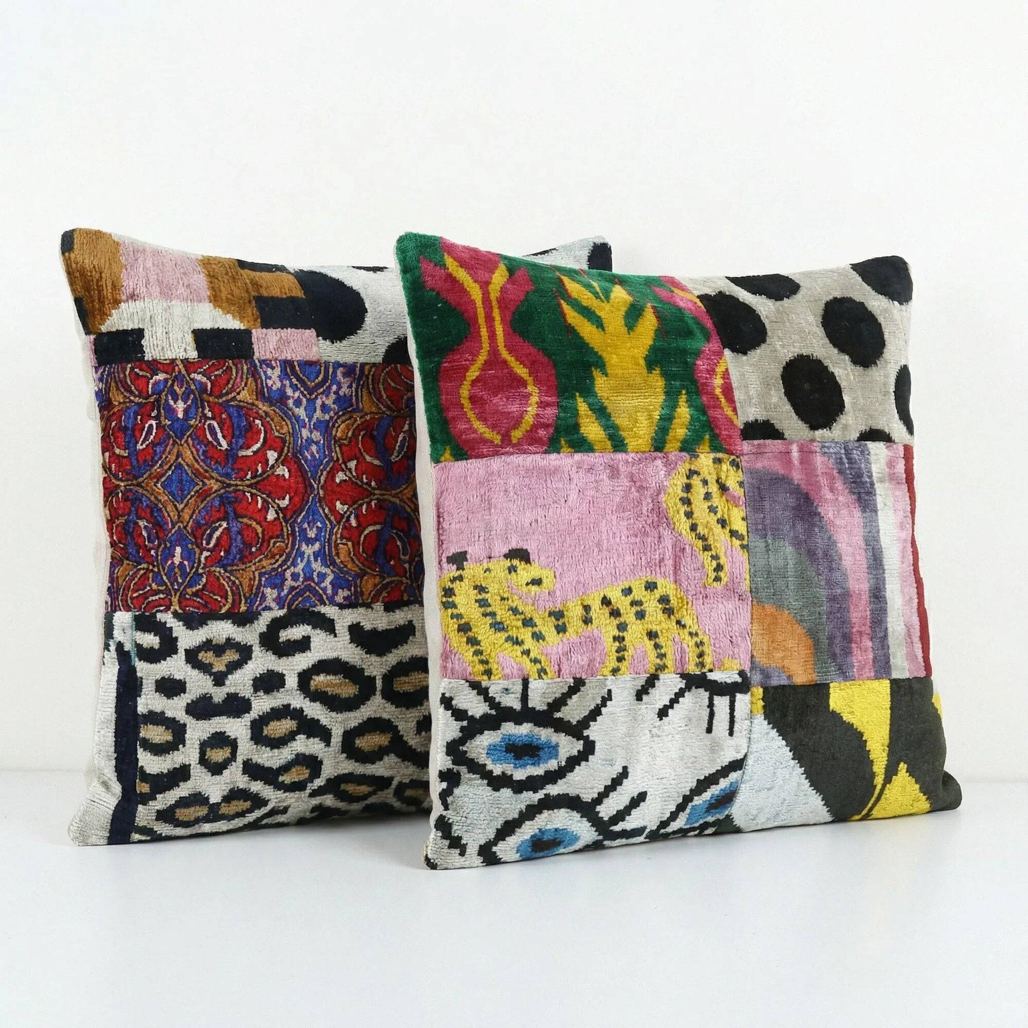 Set of 2 vintage ikat cushion covers 48x51 cm