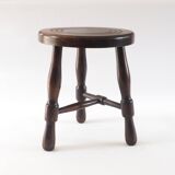 Turned wood tripod stool