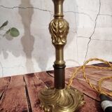 Lampe champignon ancienne en verre et laiton