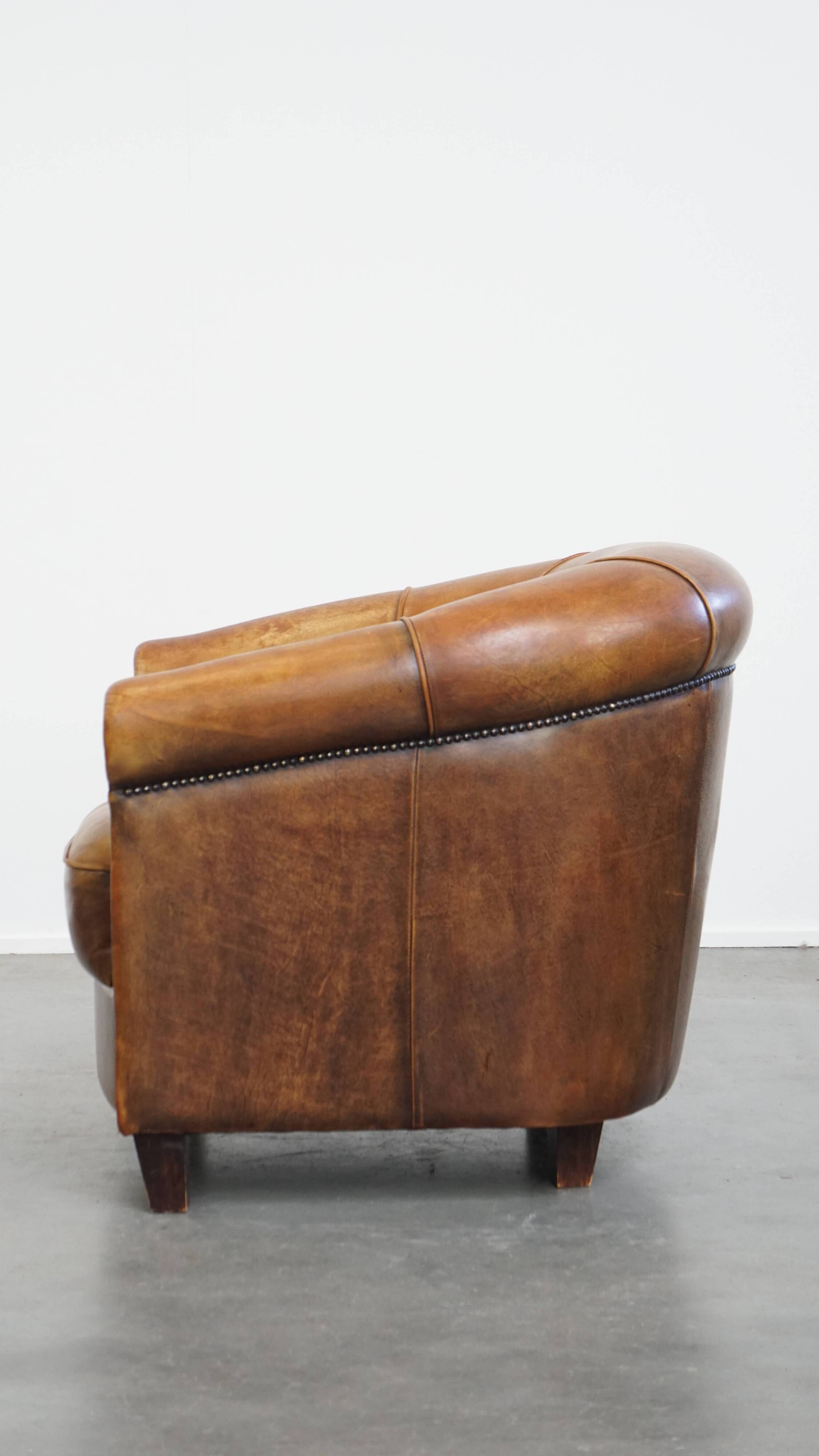 Sheepskin leather club chair