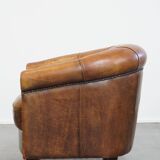 Sheepskin leather club chair