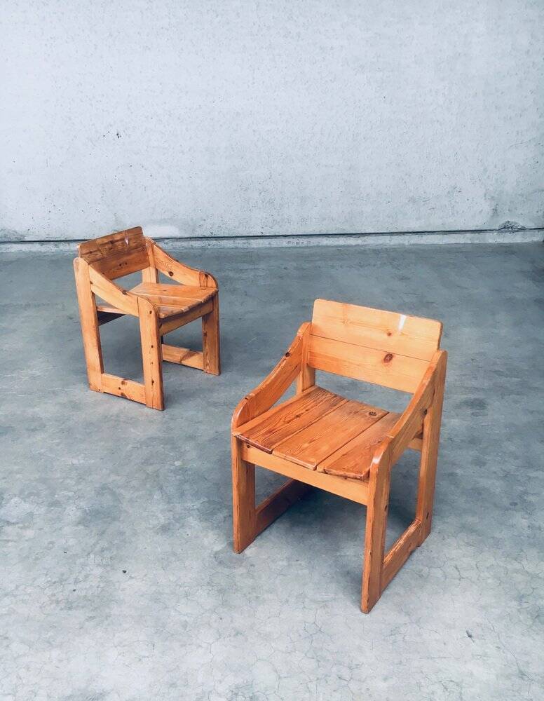 Set of Scandinavian Pine Side Chairs, Sweden, 1960s
