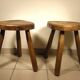 Pair of wooden tripod stools