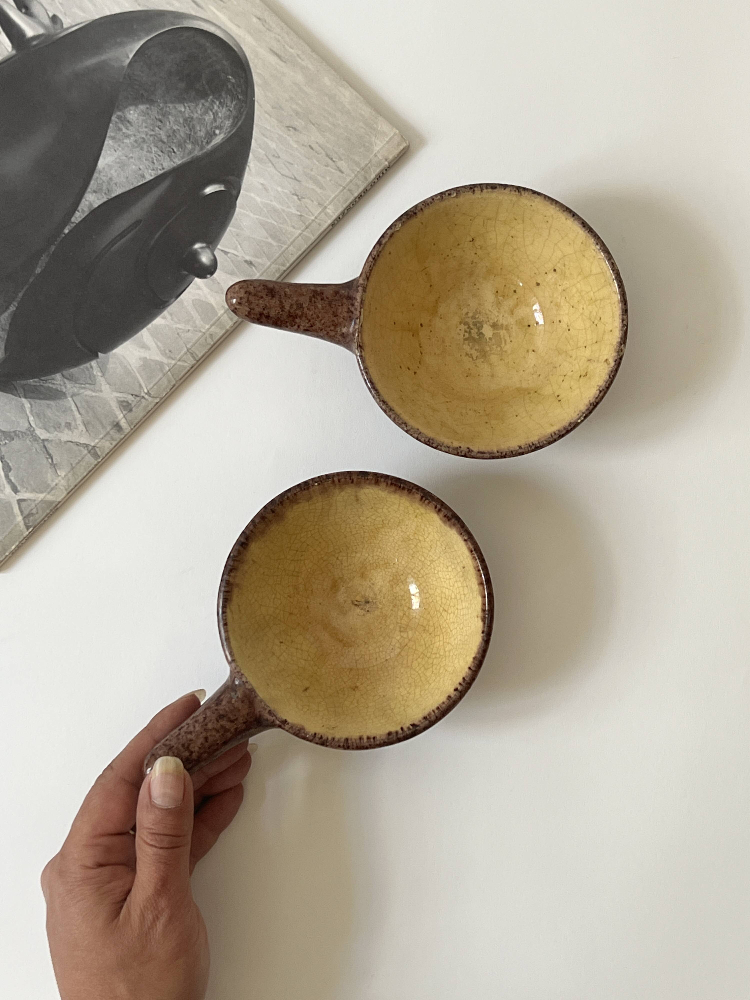 Set of ceres glazed ceramic ramekins, stoneware, france, 1960