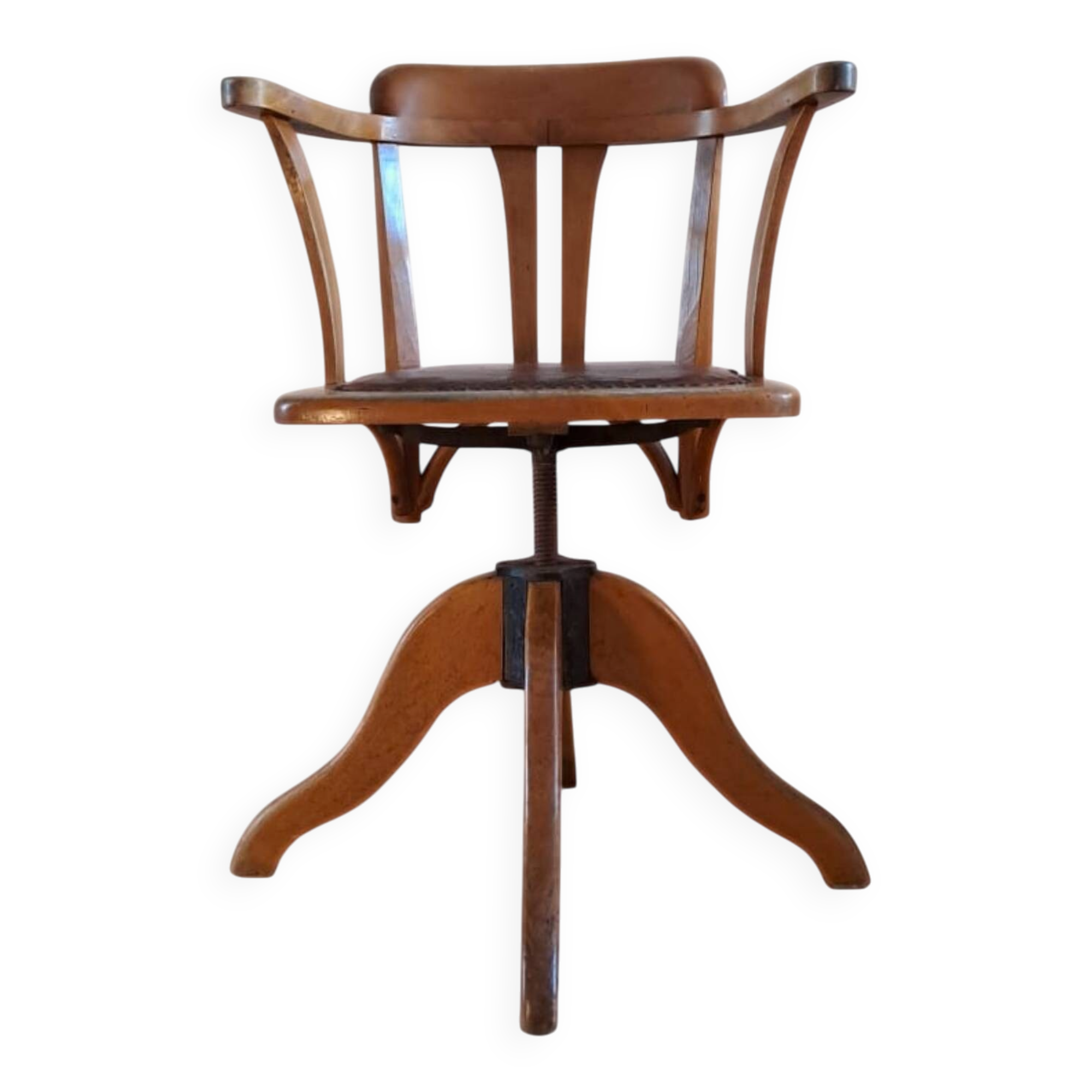 Siège de bureau rotatif en chêne, 1930s