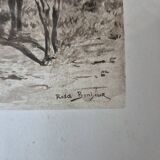 Engraving of a deer hunt by Rosa Bonheur