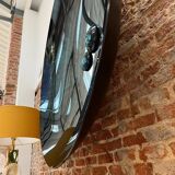 Contemporary Sculptural Concave Round Mirror in Blue, Made in France