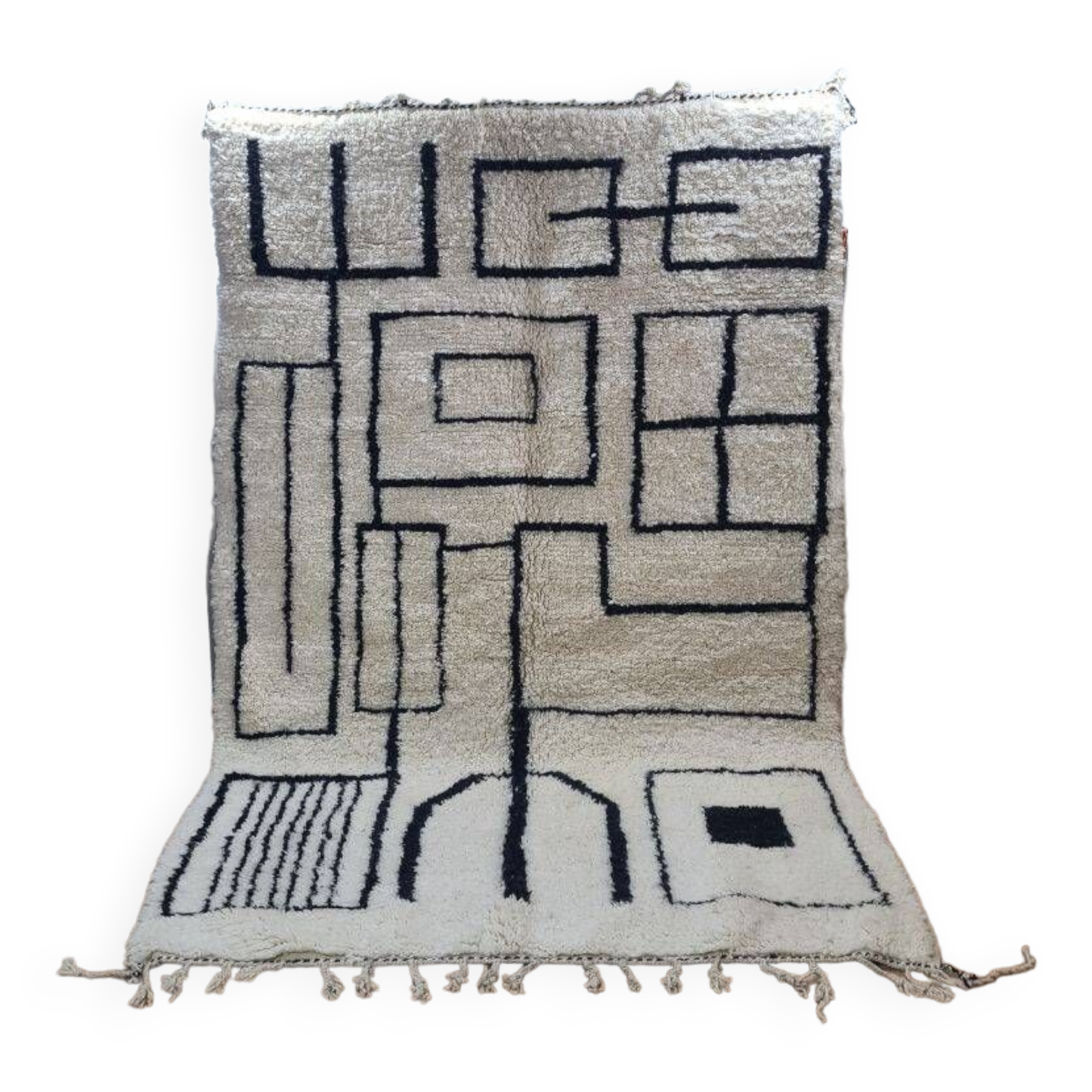 Handmade wool Berber rug 252x154