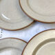 6 flat plates in speckled beige stoneware Tulowice Poland 1970
