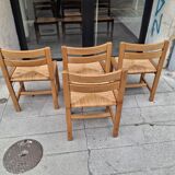 Set of four regaining chairs in elm. 1970