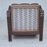 1970s, Danish armchair, light brown furniture corduroy, dark beech wood.