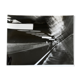 Photograph black and white silver print circa 1970 metro corridor