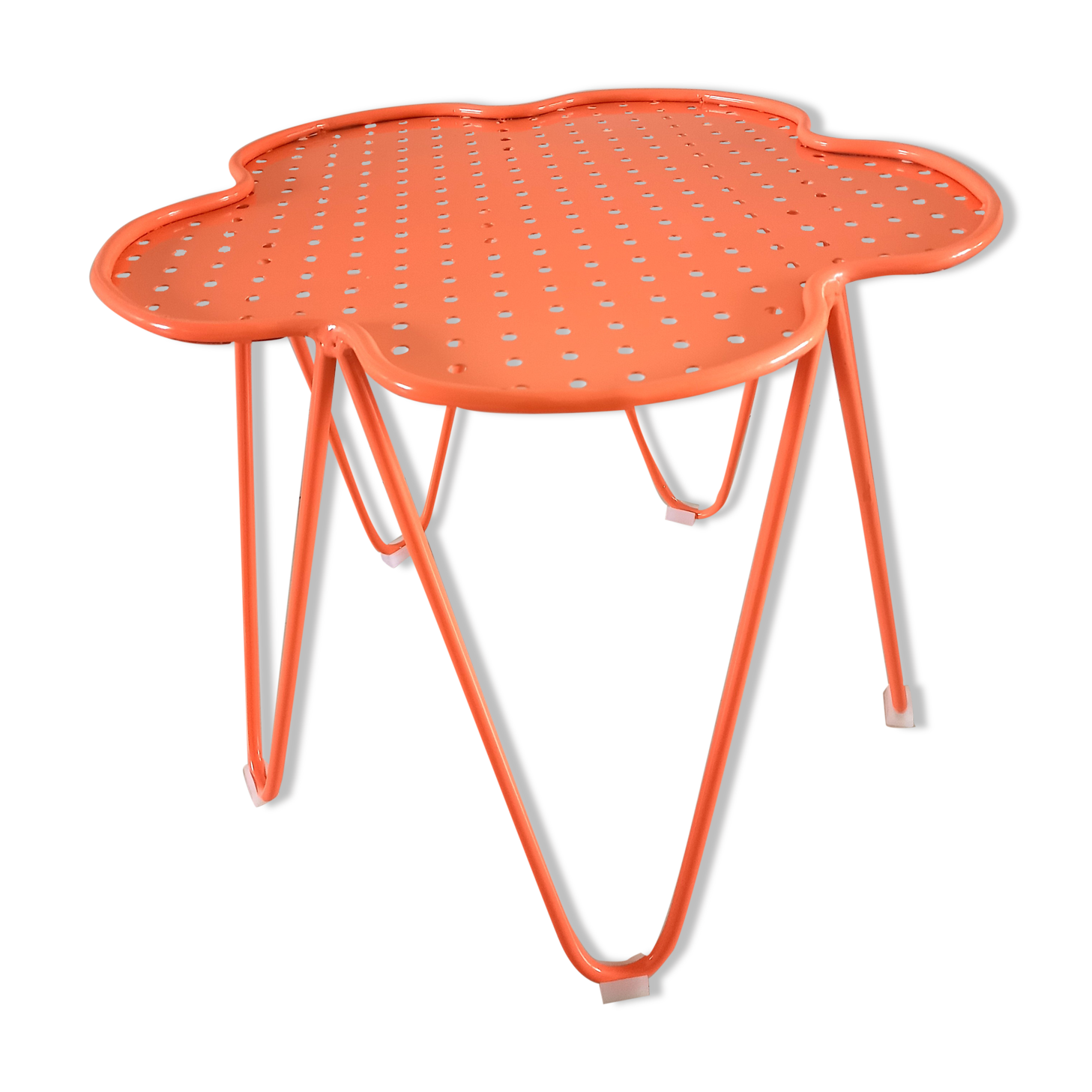 India Mahdavi coffee table for Monoprix perforated orange-pink coral