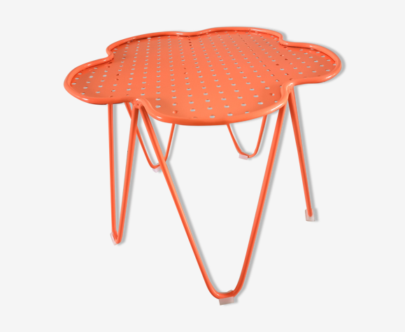 India Mahdavi coffee table for Monoprix perforated orange-pink coral |  Selency