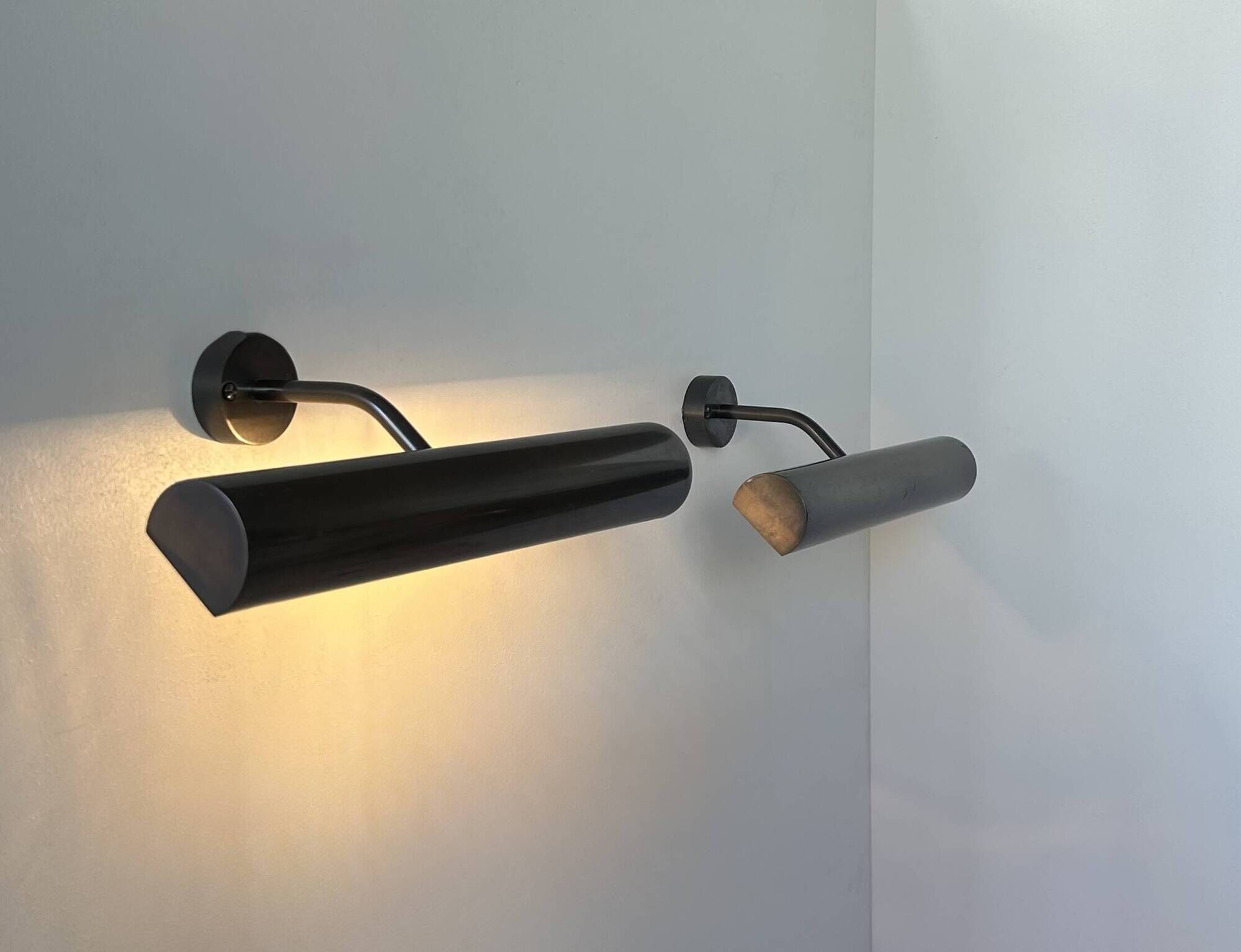 Pair of vintage wall lights, burnished brass, France 1970