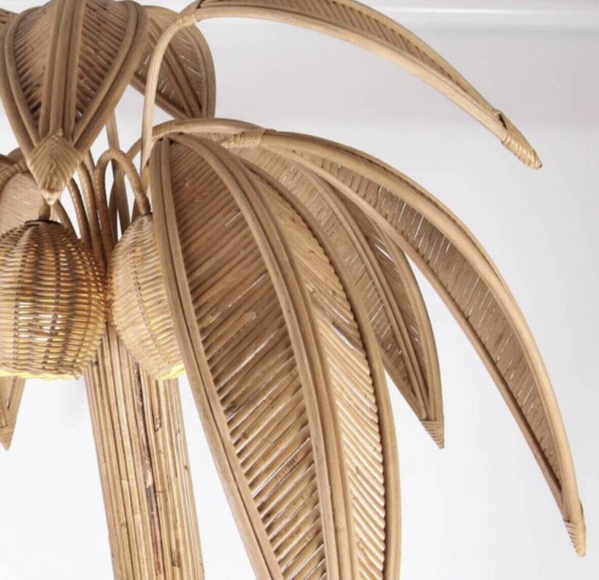 Rattan "coconut/palm" floor lamp