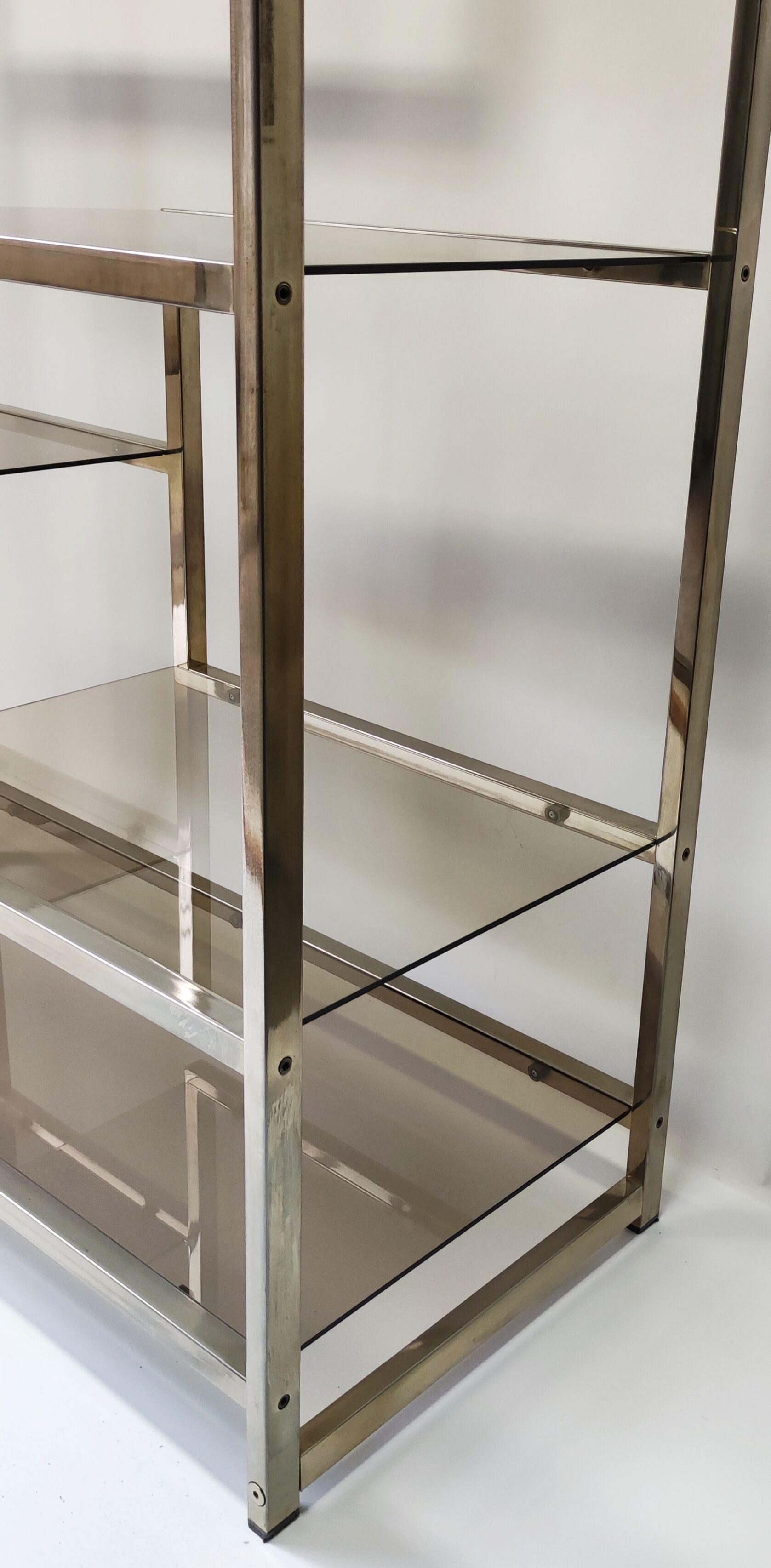 Shelf 70 year milked metal glass smoked glass moltzer rega