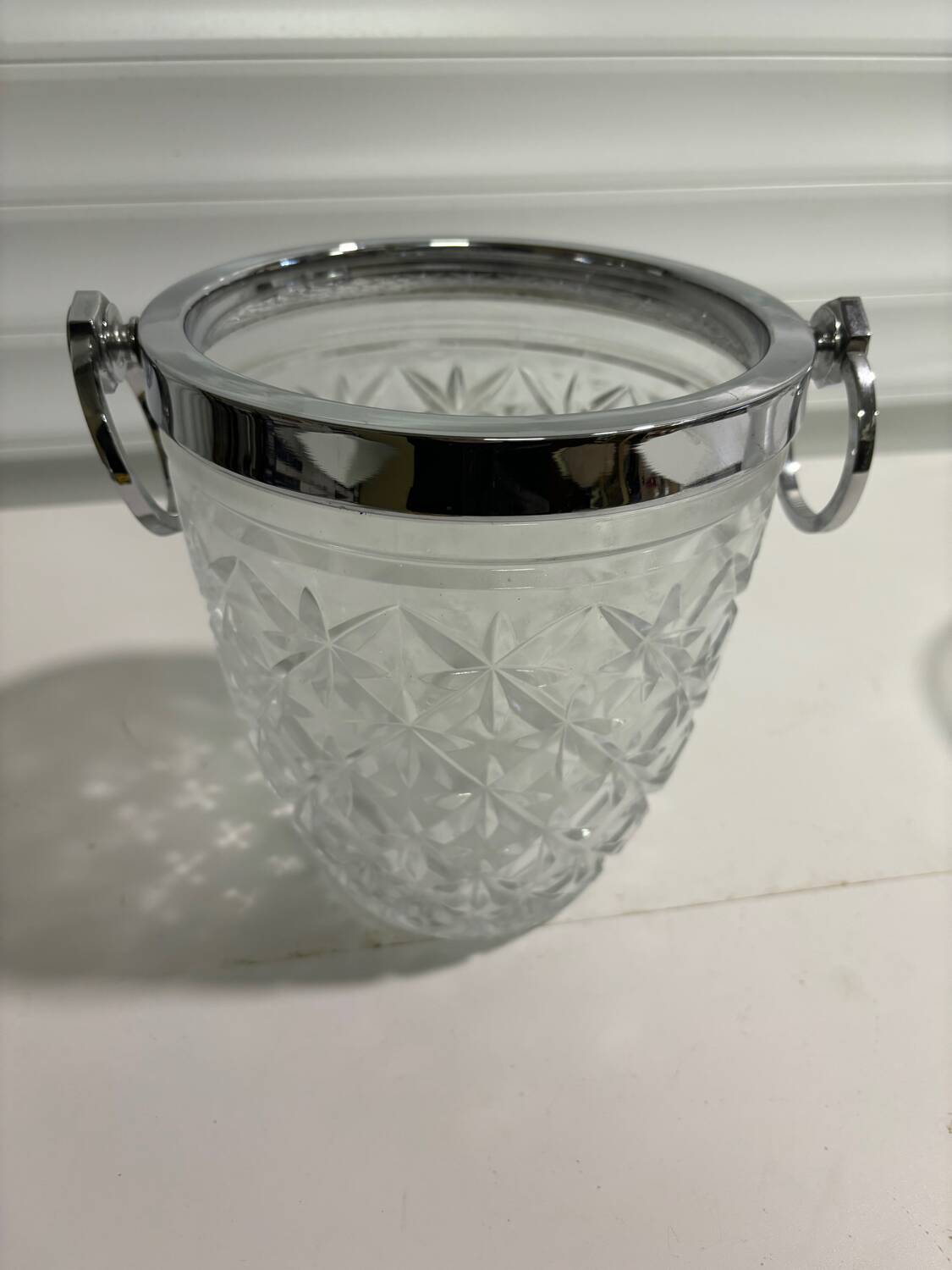 Chiseled glass ice bucket