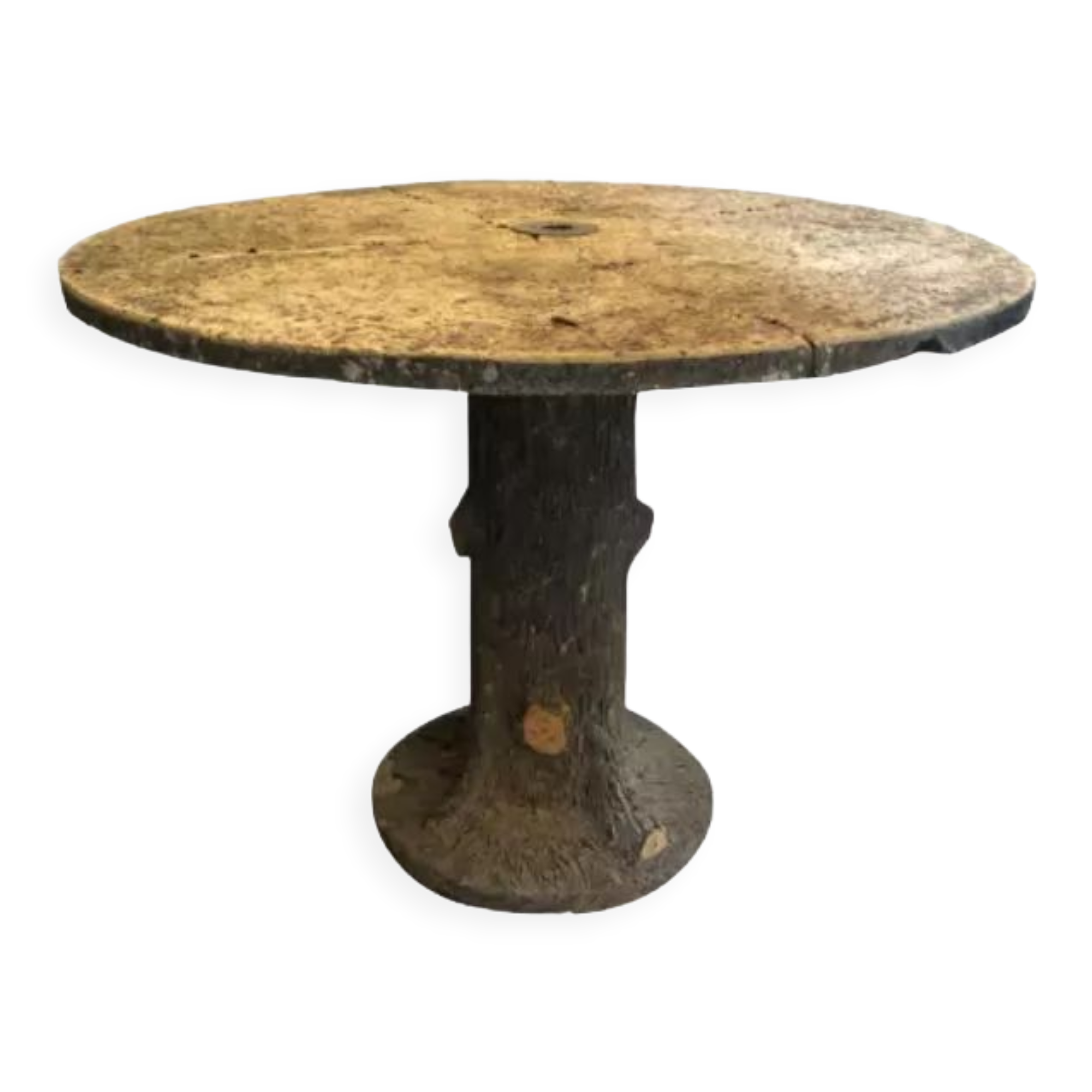 Garden table faux wood rock style