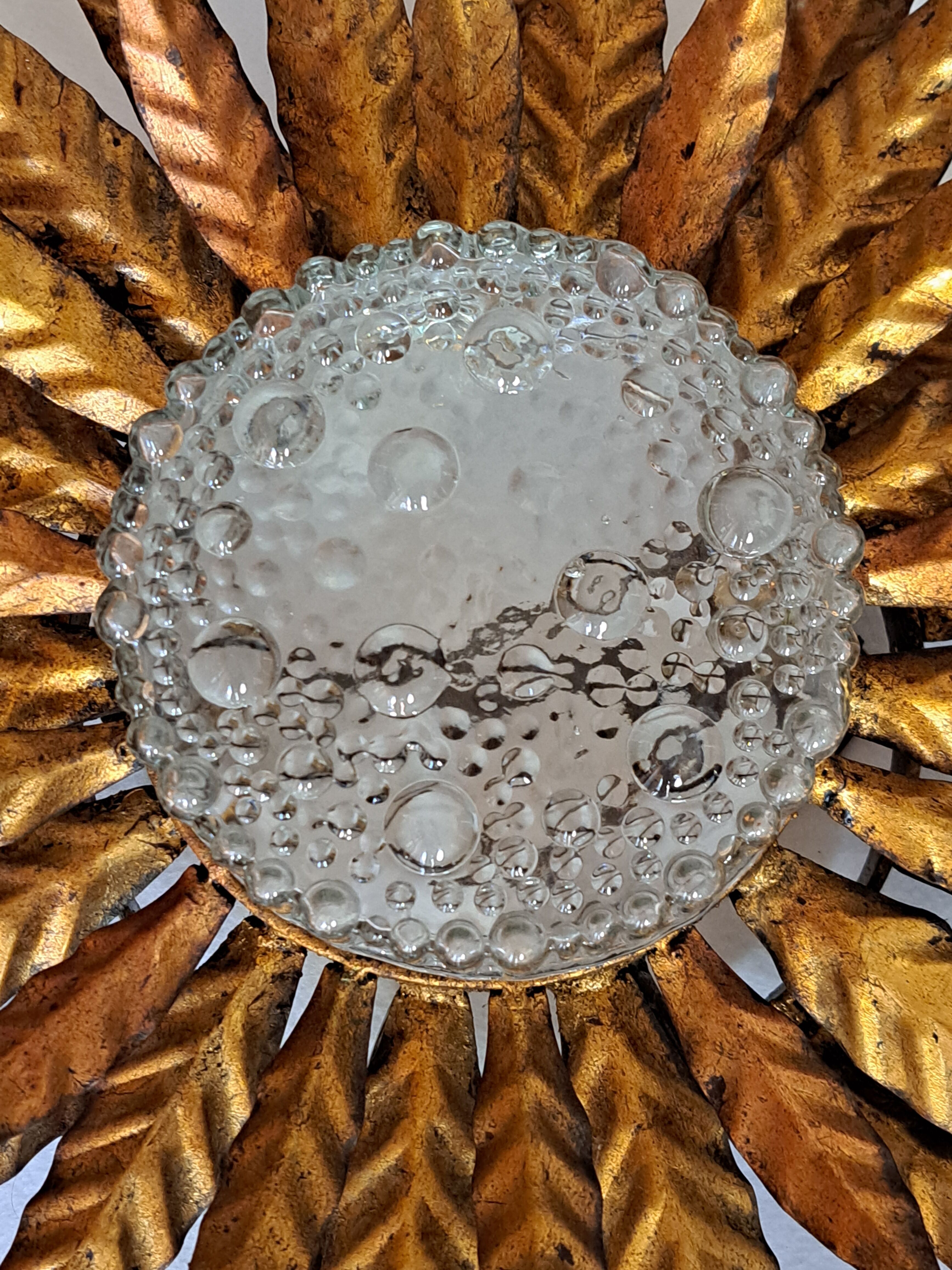 Gilded metal ceiling lamp 60s