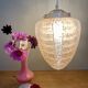 Vintage art deco globe pendant light in pink clichy glass